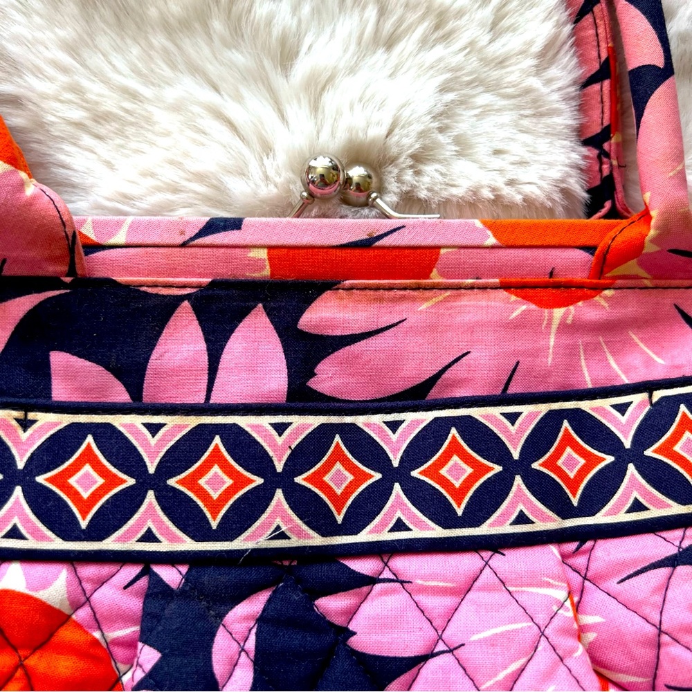 Vera Bradley Pink/Blue/Orange Floral Print Shoulder Purse - Picture 11 of 13